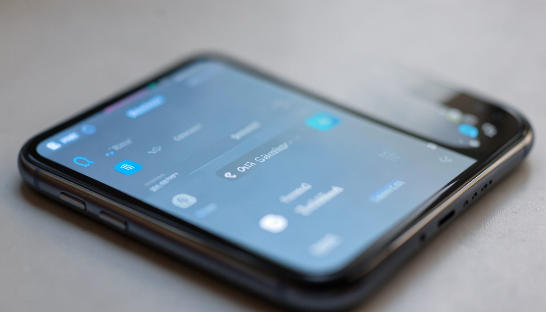 Close-up of a smartphone screen displaying AI interface elements, with subtle blue and white UI accents